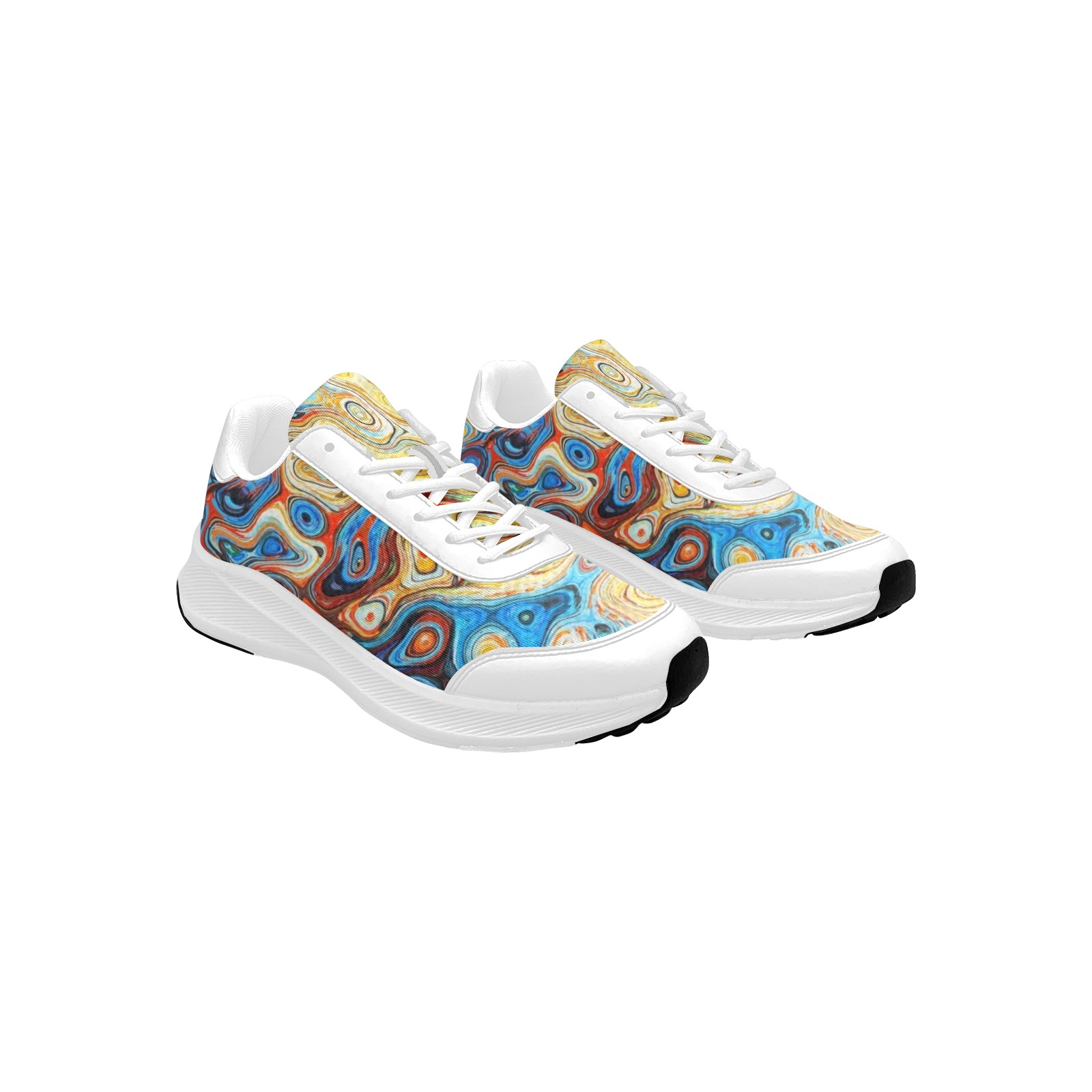 Men's Mudguard Running Shoes, Mesh cloth, All-over Printing, white sole