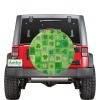Green shamrock design Spare Tire Cover(17") on red car, made of polyester