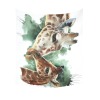 Watercolor giraffe tapestry, soft tones, 60x51 inch wall decor, perfect for Inkedjoy.