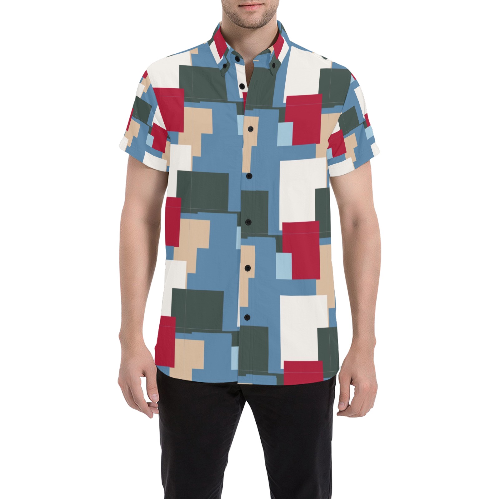 Men's All Over Print Shirt (Model T53) with geometric pattern