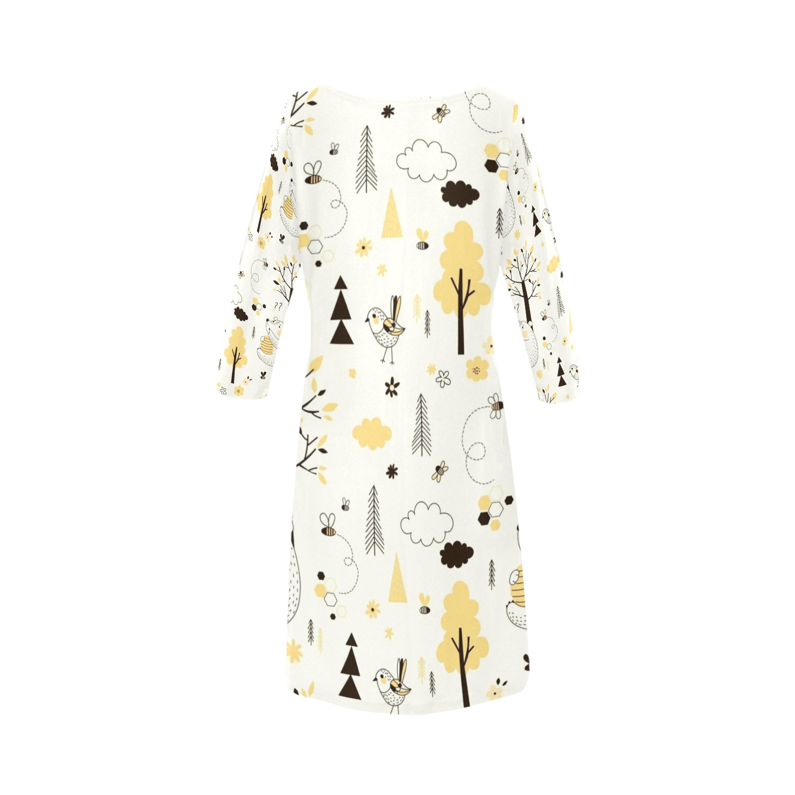 Women's Loose Round Neck Dress (Model D22) with all-over print, comfortable polyester and spandex blend.