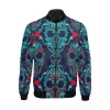 Men's All Over Print Casual Jacket (Model H19) with unique blue pattern, full zip, polyester fabric.
