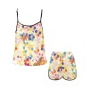 Women's Spaghetti Strap Pajama Set featuring soft satin, floral print top and shorts, perfect for summer nights