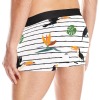 Men's All-Over Print Boxer Briefs (Model L10) with bird and floral design, black striped, white background