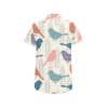 Men's AOP short sleeve shirt with bird pattern and chest pocket.