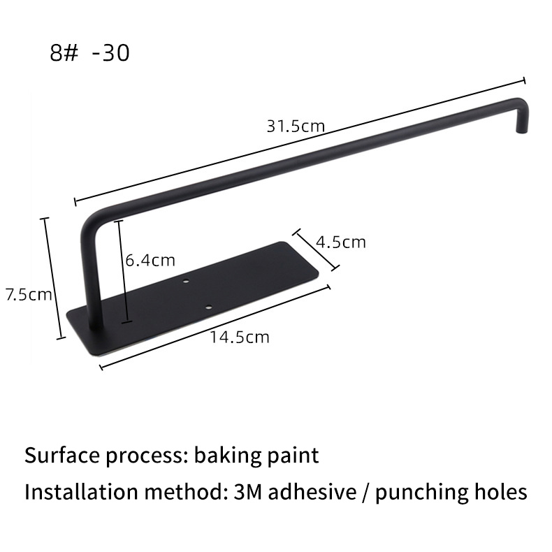 Technical drawing of matte black holder with baked-paint finish note