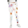 White unisex casual sweatpants with colorful all-over print, Model L11