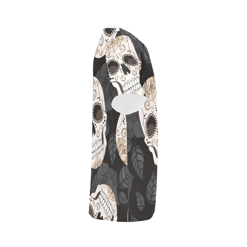 Men's black sugar skull print all-over print T-shirt (Model T40)