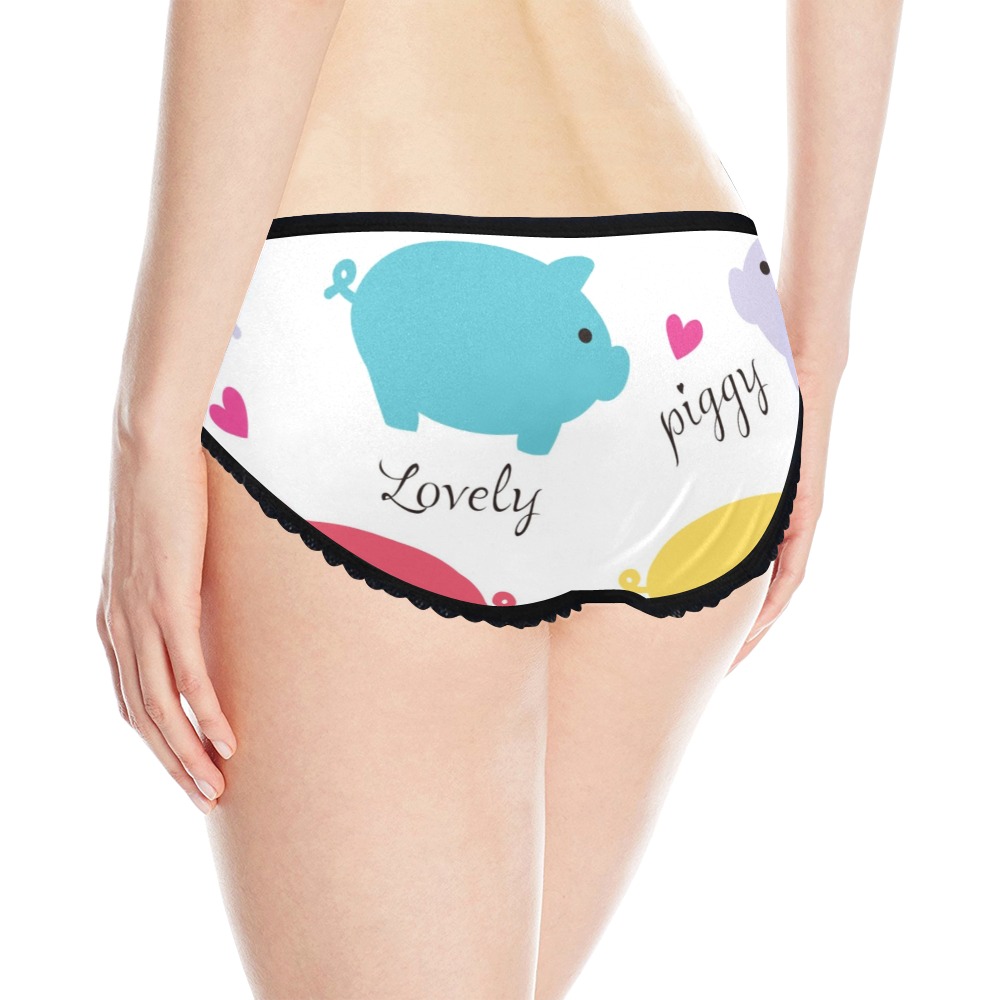 Women's Classic Briefs with Piggy Print - Comfortable Polyester Underwear