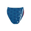 High-Waisted High-Cut Bikini Bottom (S07) with a blue star pattern.