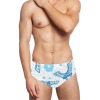 Men's swimming briefs (L59) with a blue and white pattern, ideal for swimming and water activities.