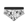 Men's mid-rise briefs with all-over dog print, comfortable polyester fabric.