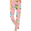 Pink women's pajama pants with cartoon bee pattern, made of 100% polyester