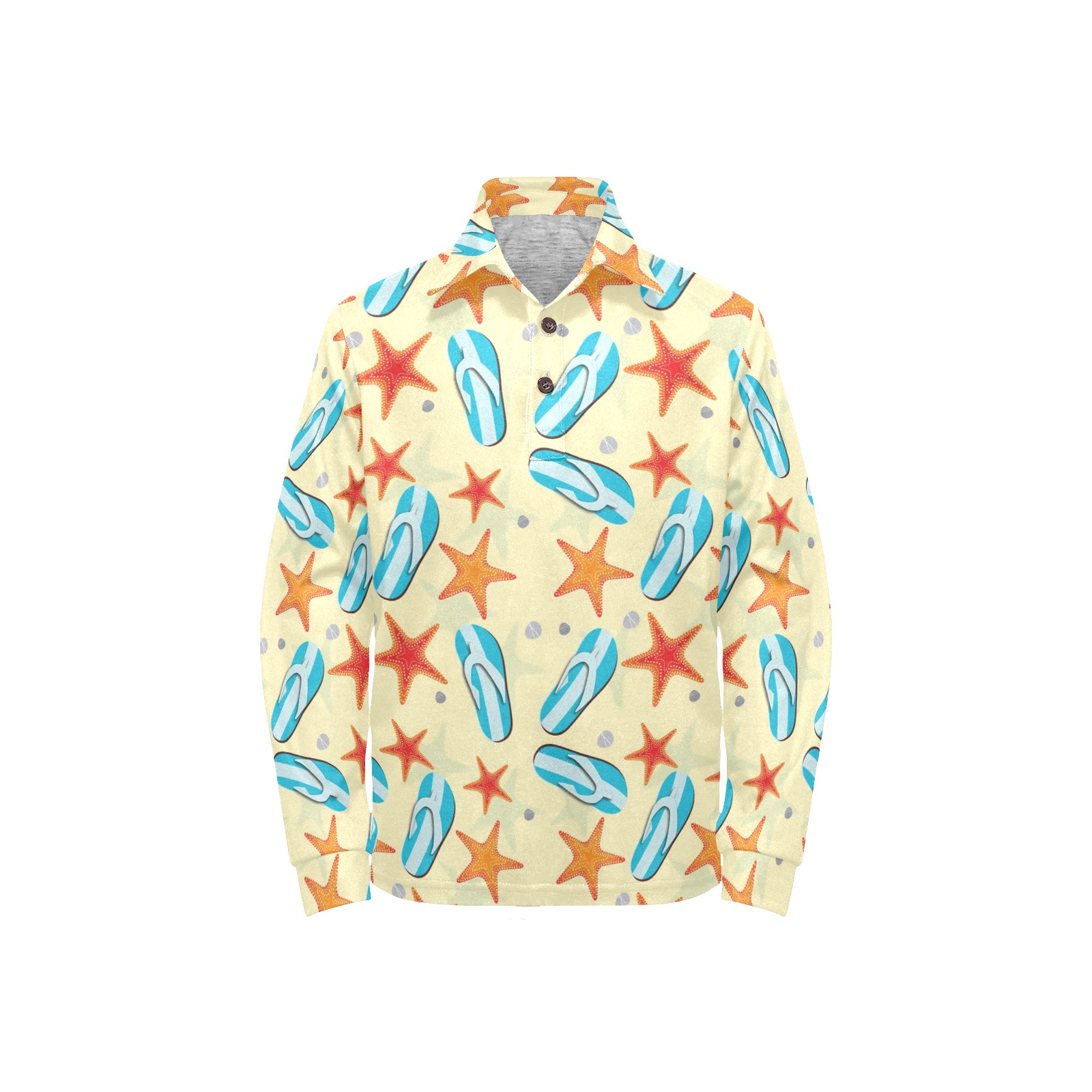 Big Boys' Long Sleeve Polo Shirt T73 with Surfboard Print, polyester material