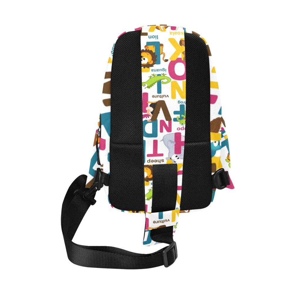 Men's Chest Bag (Model 1678) with colorful letter print - Back view, nylon sling bag
