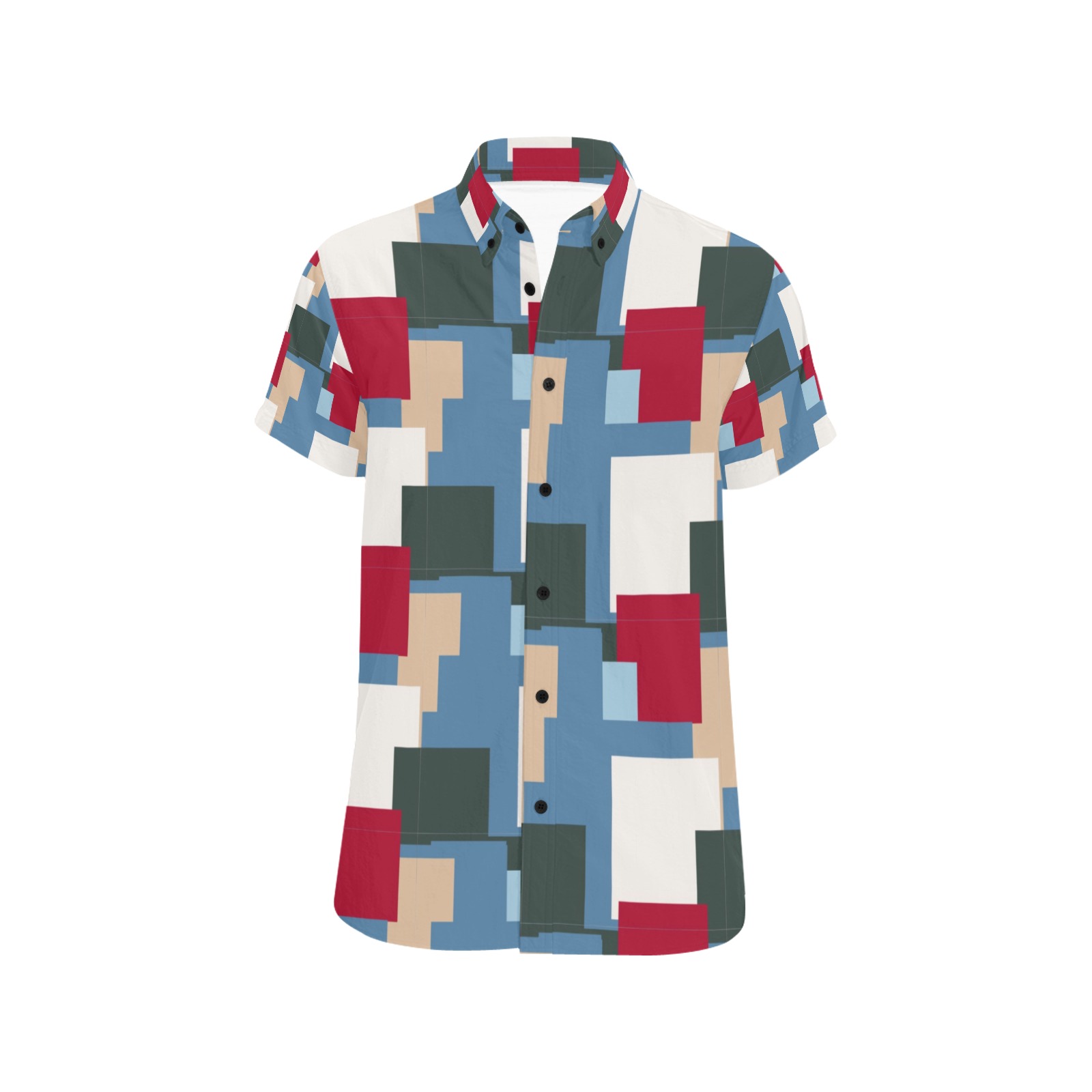 Men's All Over Print Shirt (Model T53) featuring geometric pattern, short sleeves