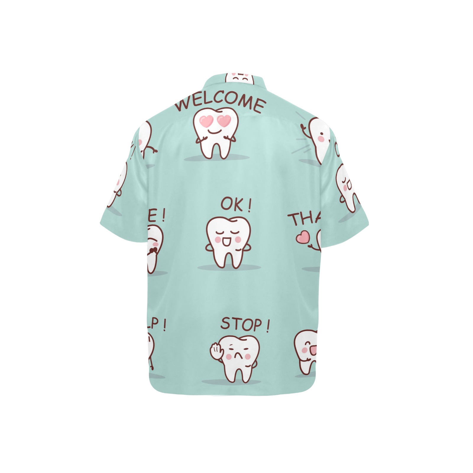 Turquoise Grooming Jacket (H53) with tooth pattern and 'WELCOME', 'OK', 'STOP!' text.
