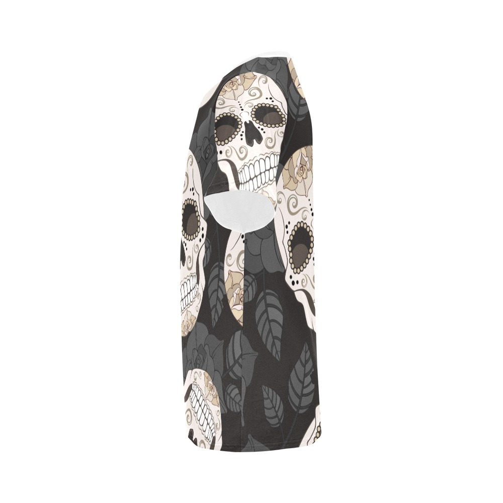 Men's All Over Print T-shirt (Model T40) - Sugar Skull Pattern