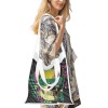Canvas tote bag, medium size, colorful print, ideal for shopping and travel, metal button.