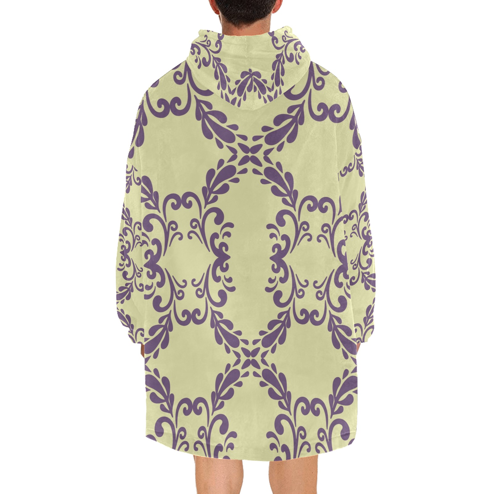 Blanket Hoodie for Men with Floral Pattern, soft fleece, warm and comfortable