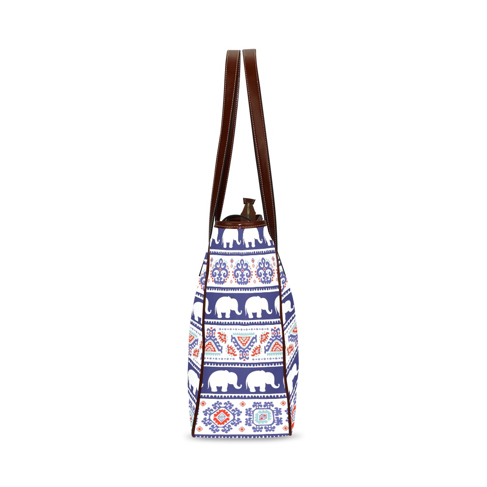 Classic Tote Bag with tribal elephant pattern for work or shopping, waterproof fabric