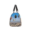 Black travel bag (Model 1639) with hot air balloon design, waterproof, side view.