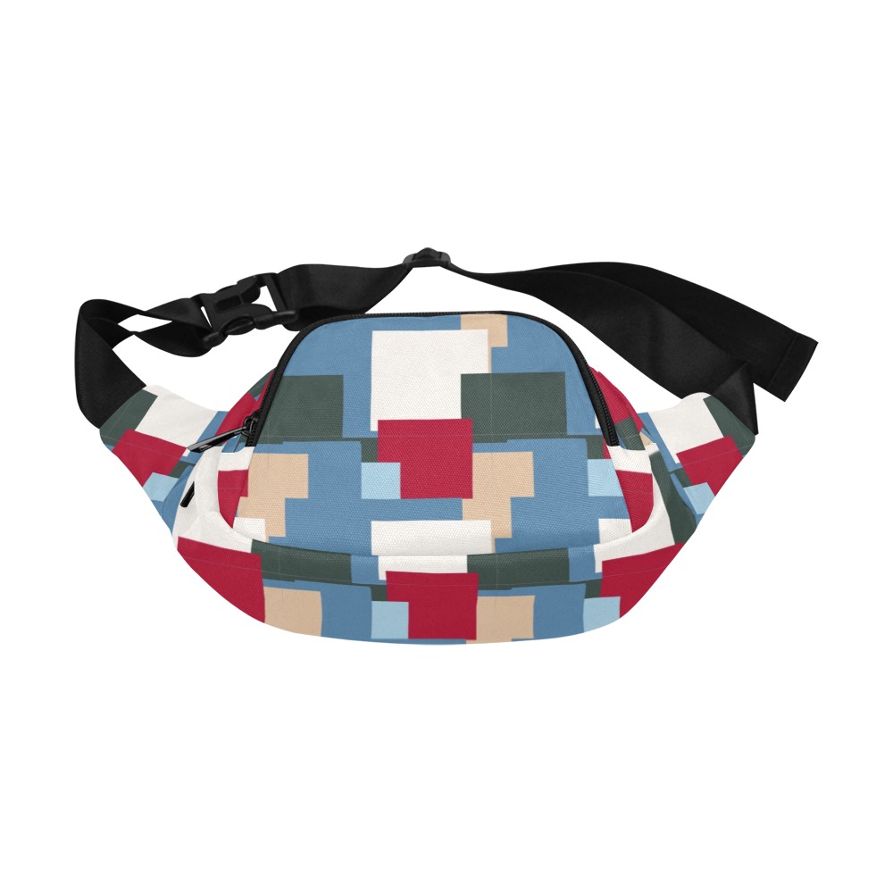 Model 1677 Unisex Waist Bag with geometric print, nylon cloth, adjustable strap.