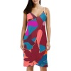 Spaghetti Strap Backless Beach Dress with Abstract Print