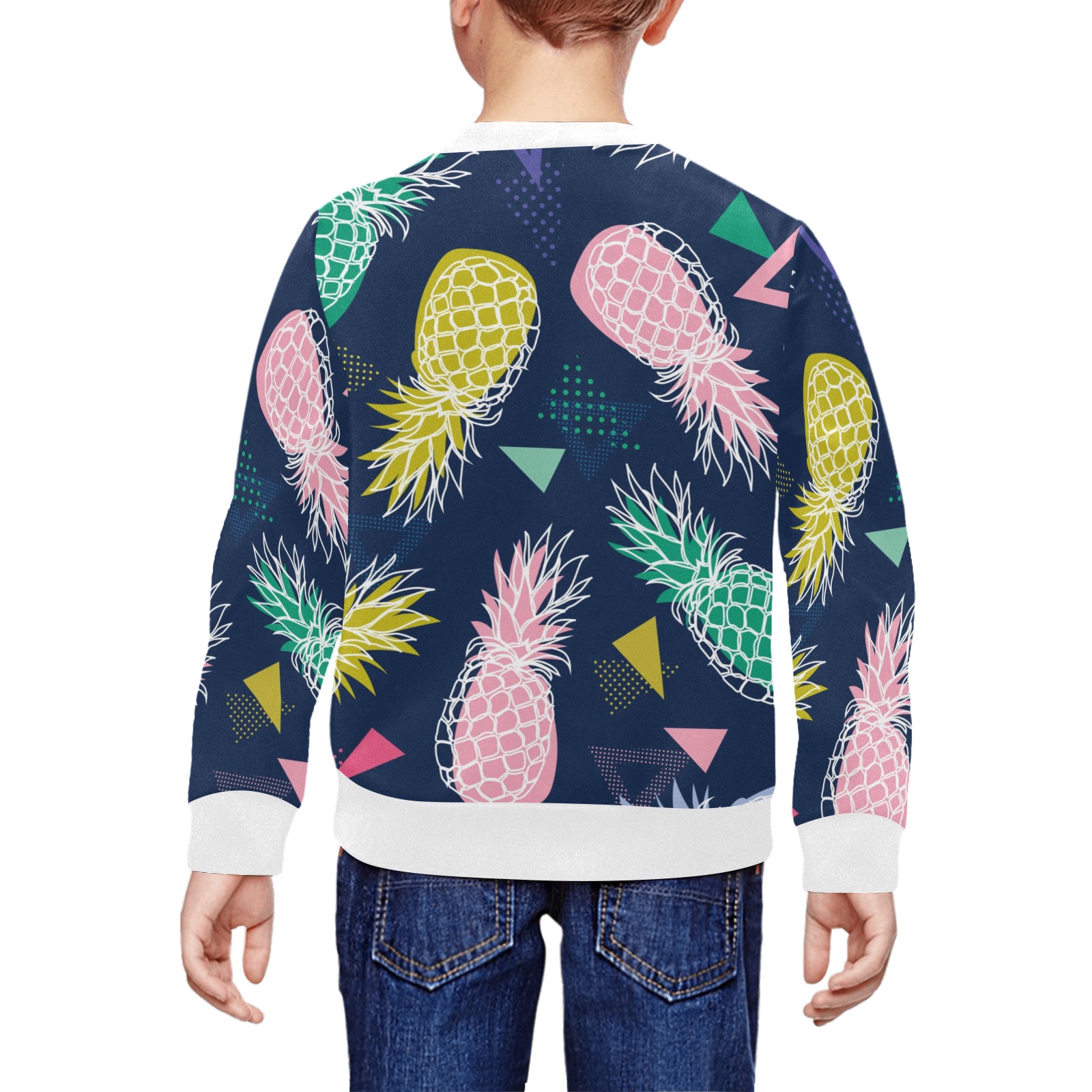 Kid's Crewneck Sweatshirt H29 with Colorful Pineapple Pattern