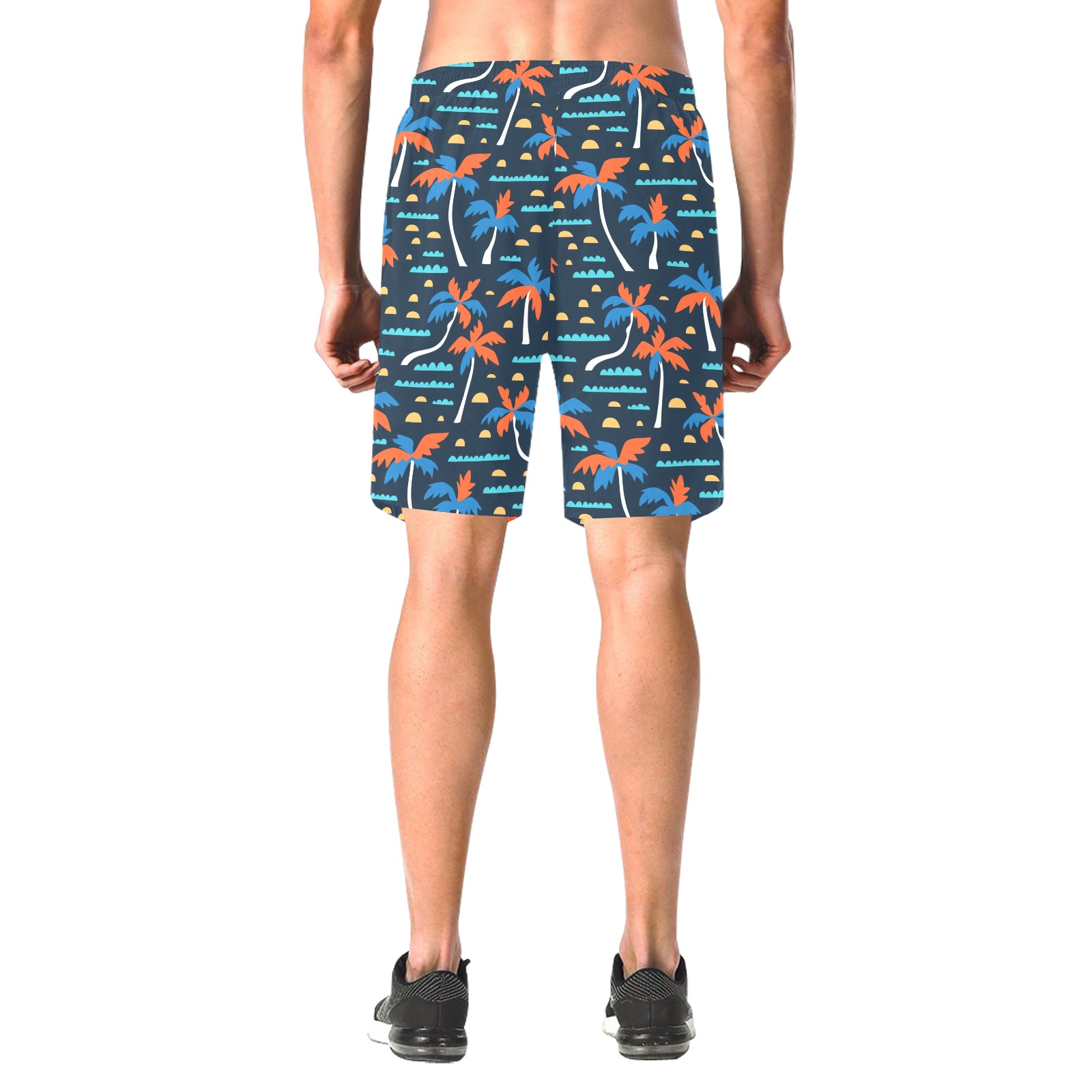 Men's L20 beach shorts: all-over print, elastic, relaxed fit, for beach.