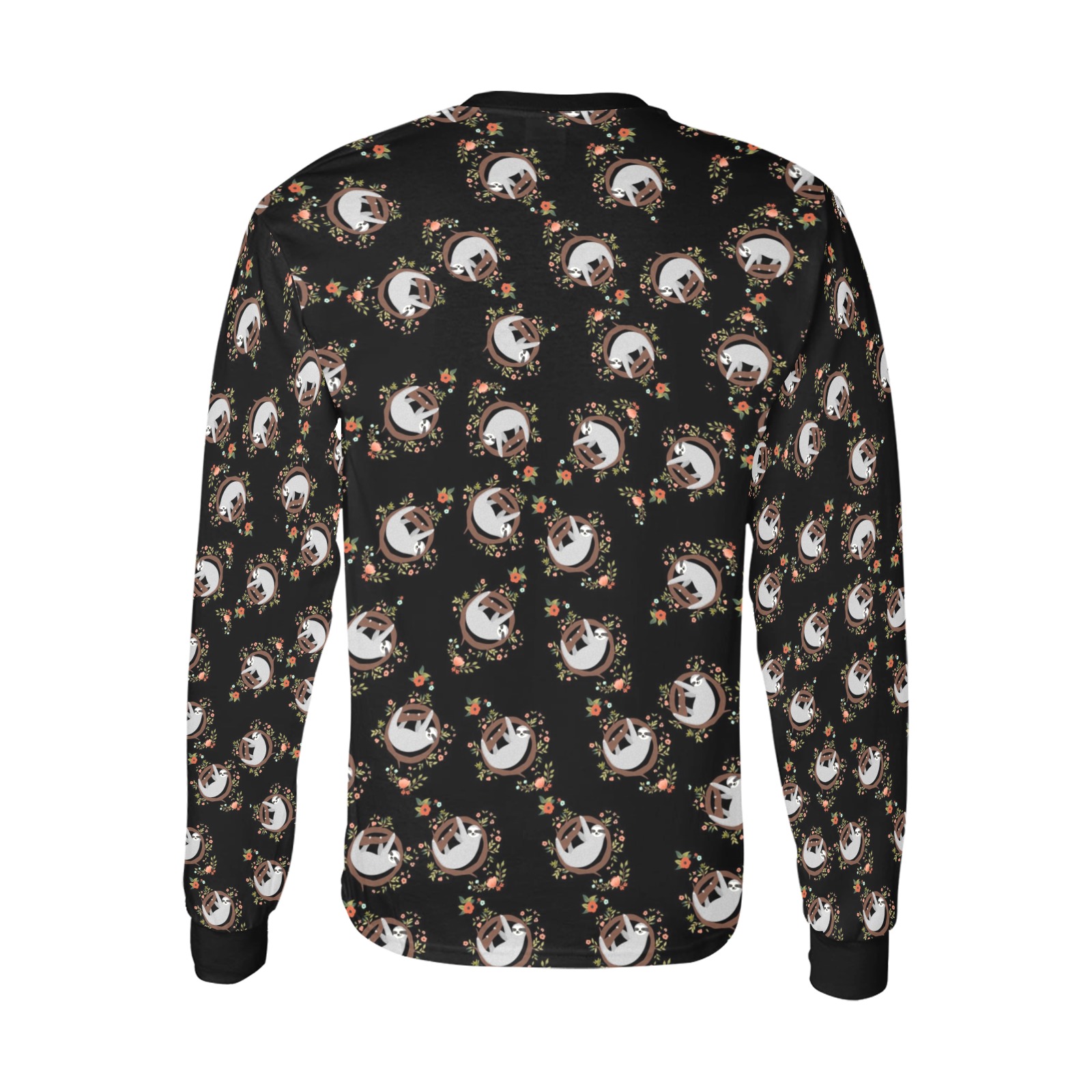 Men's Long Sleeve T-shirt (Model T51) with all-over print in black and white.