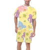 Men's Short Pajama Set in Yellow with Fun Cartoon Print