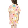 Little girls' polyester pajama set featuring cartoon print and V-neck design, comfortable sleepwear.