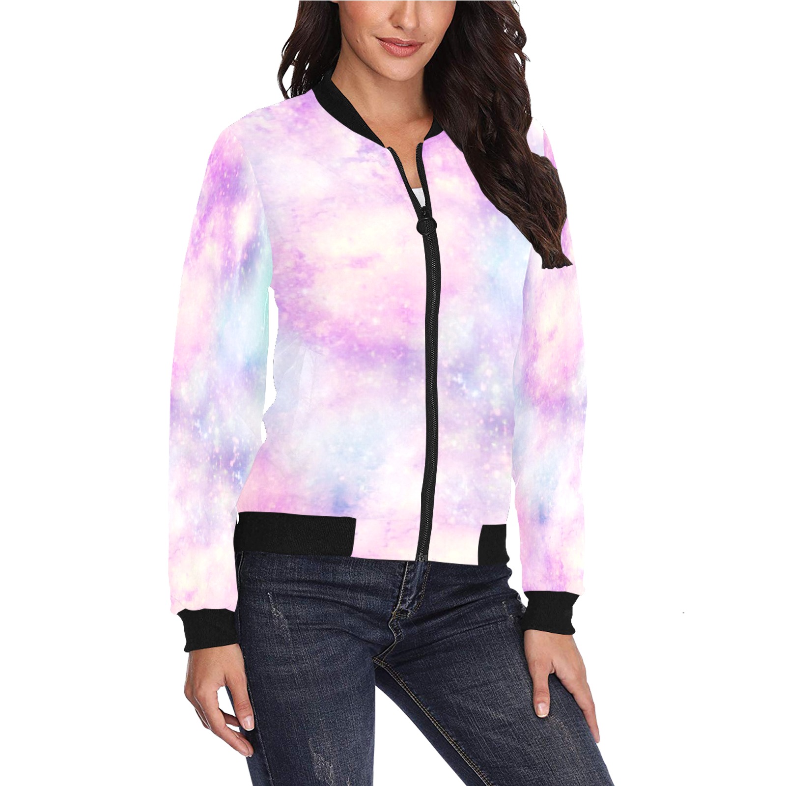Women's All Over Print Bomber Jacket(Model H36) - Colorful tie-dye pattern