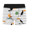 Men's All-Over Print Boxer Briefs (Model L10) with bird print and striped design