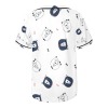 Men's white baseball jersey with bear print, mesh fabric, short sleeves, casual wear.