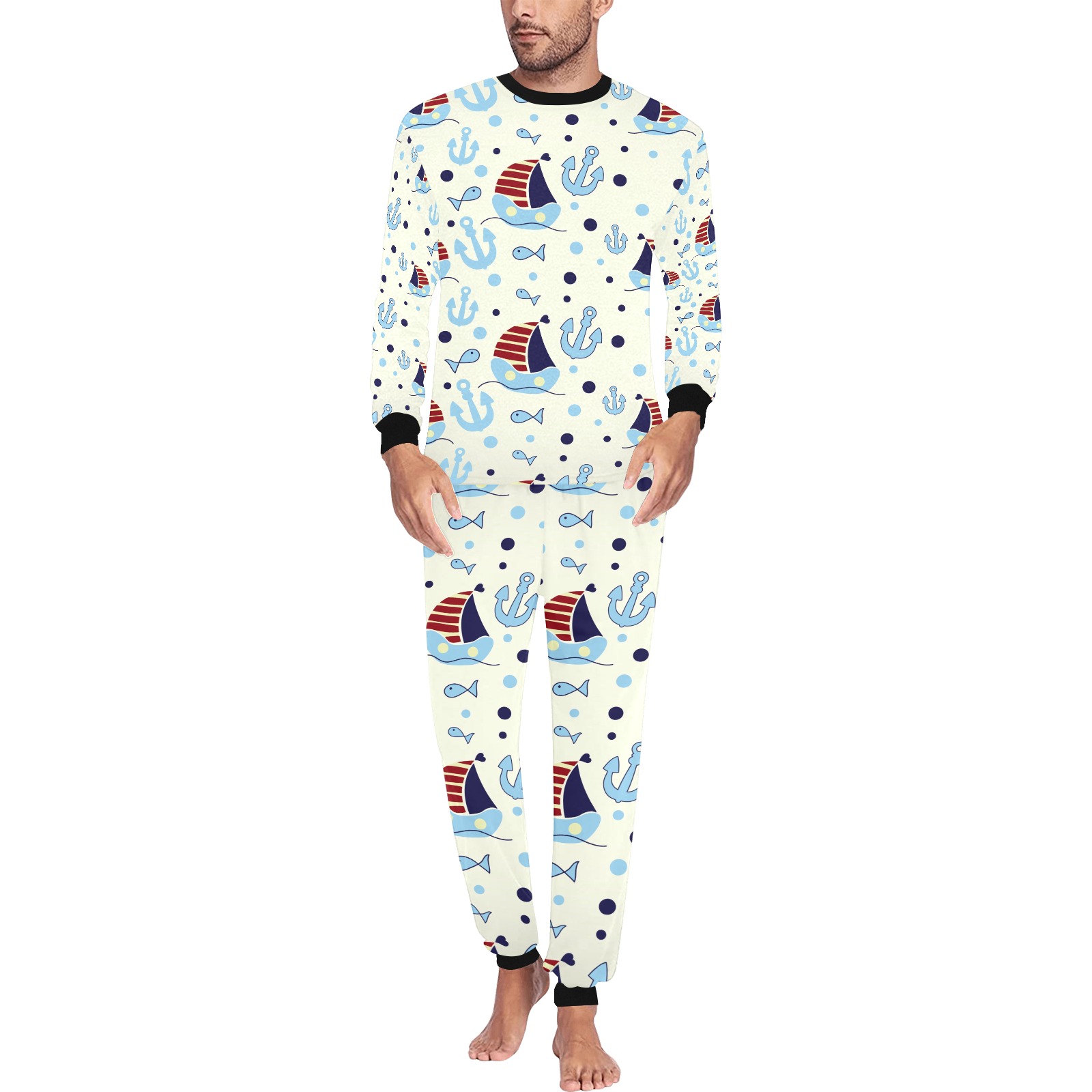 Men's All Over Print Pajama Set (Sets 07), unique pattern, comfortable jersey fabric