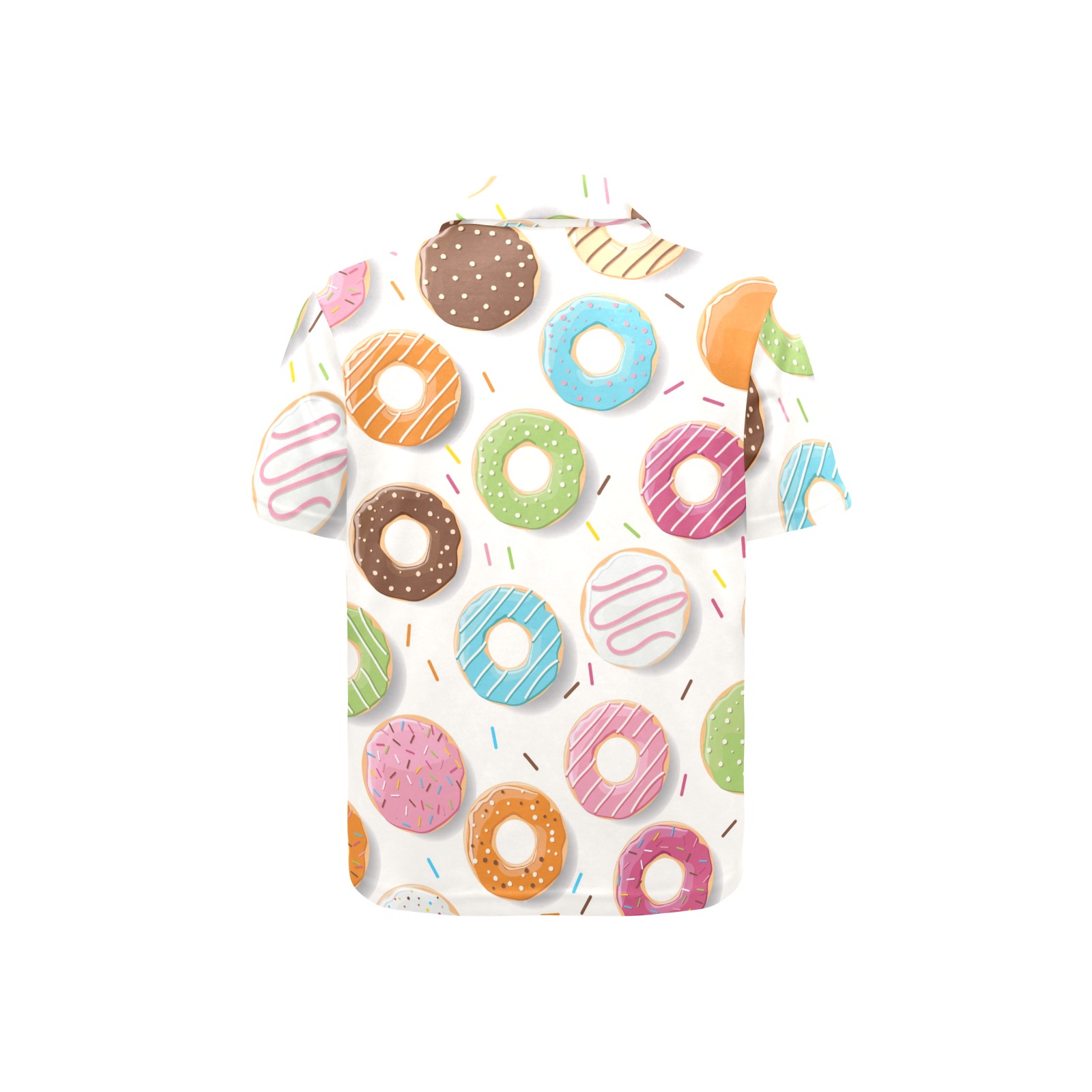 Little girls' donut print polo shirt, made of polyester, summer fashion.