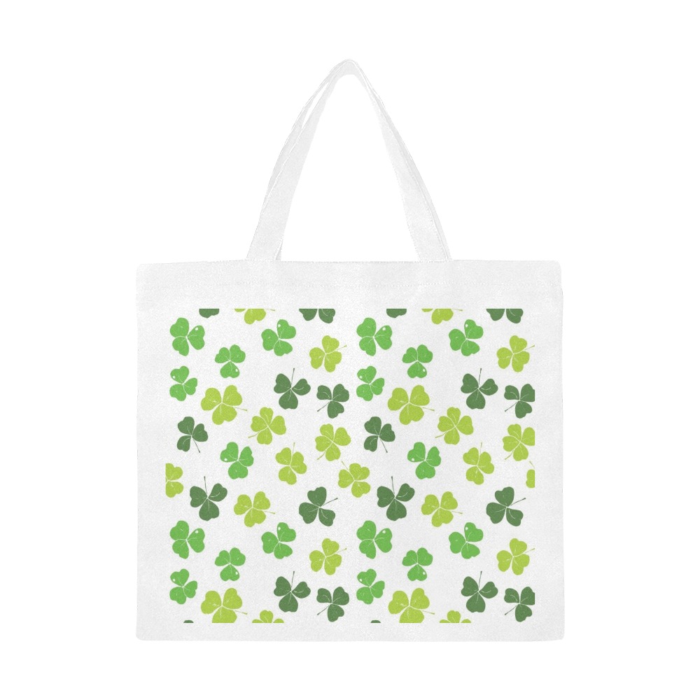 White canvas tote bag with green cactus pattern, large size, perfect for shopping and carrying essentials