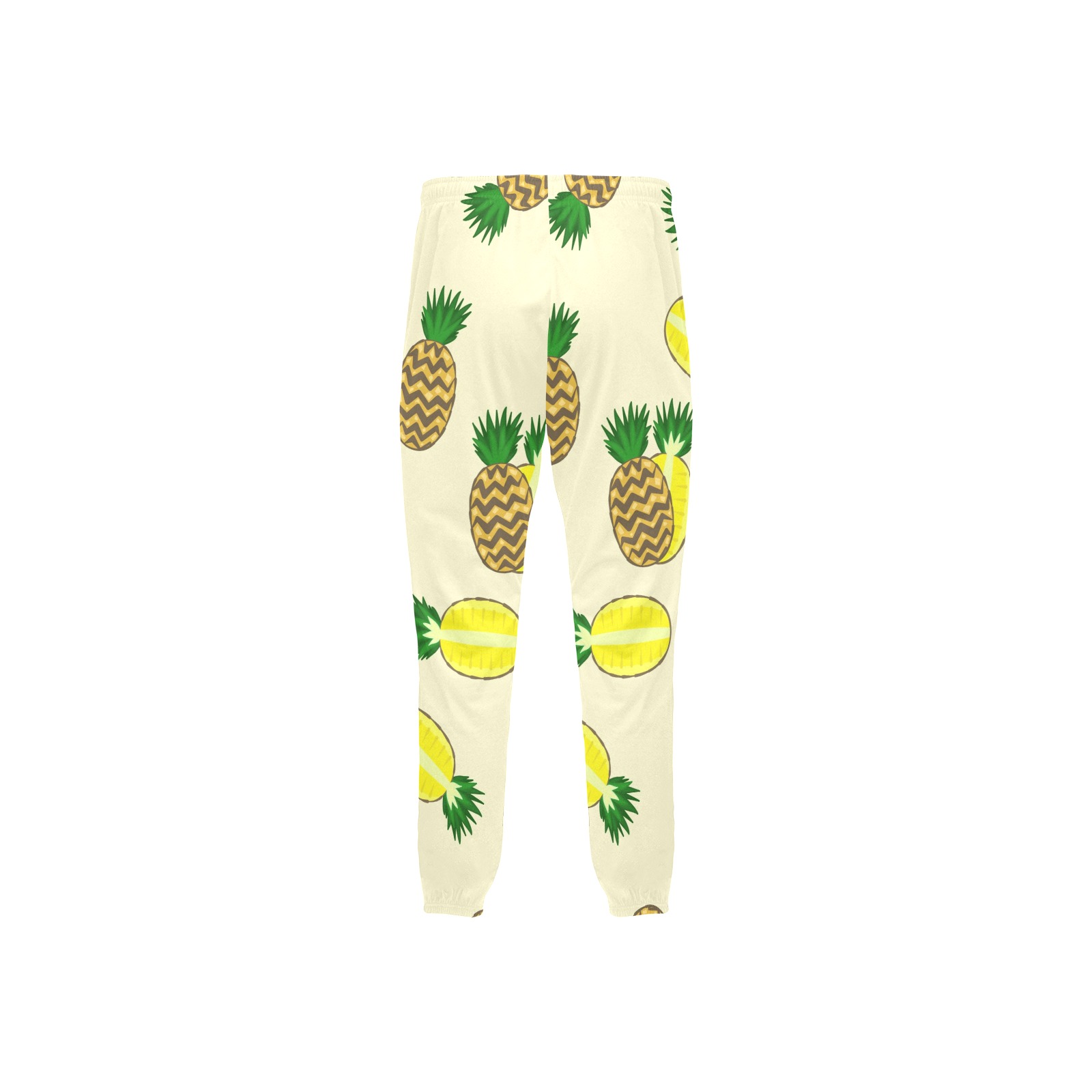 Men's pineapple print jogger pajama pants in 100% polyester, home wear. Comfortable and soft.