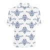 Men's white and blue patterned all over print polo shirt (Model T55) made of polyester.