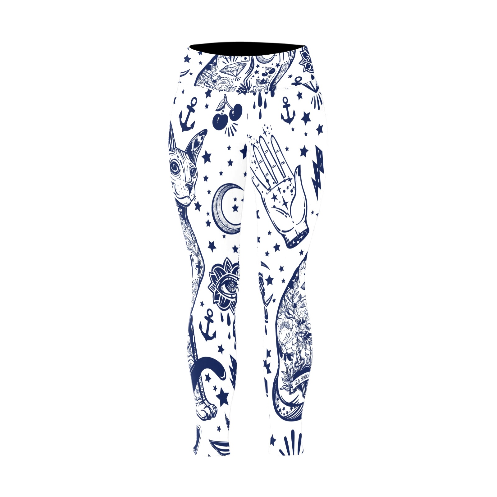 Women's High Waist Leggings L44 with Celestial Print, Yoga & Fitness