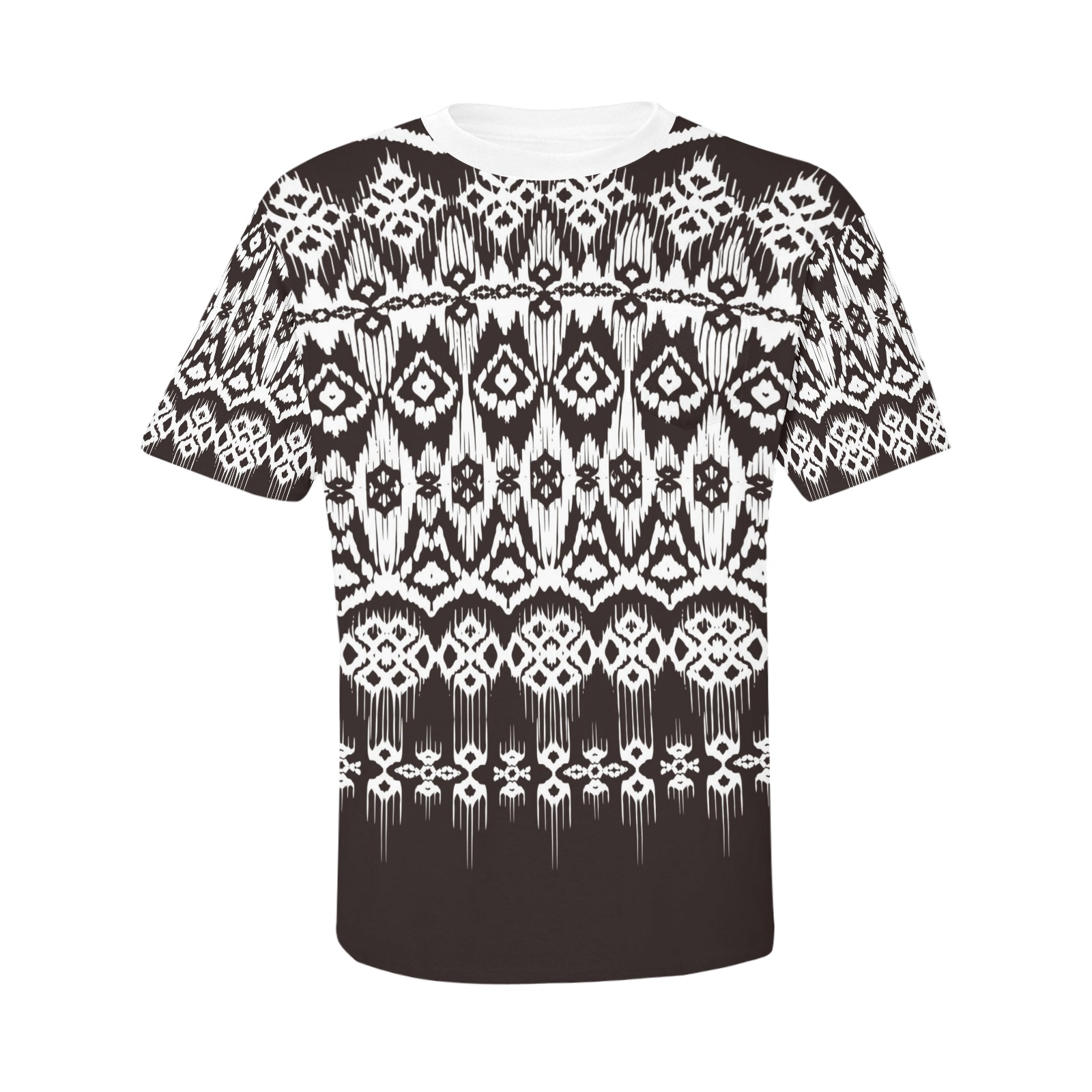 Men's All Over Print T-Shirt (Model T56) with Abstract Black and White Pattern, Polyester Fabric