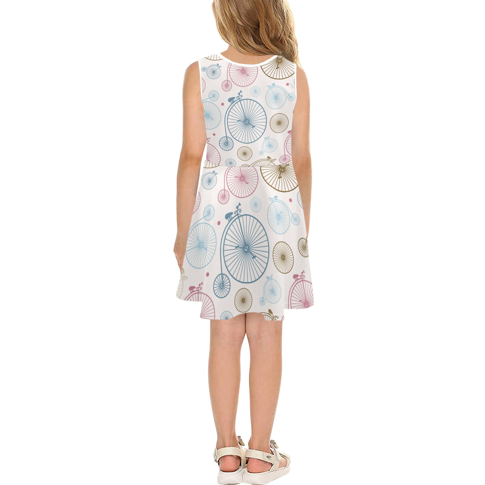 Girl's sleeveless sundress with floral print - Model D56