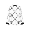 Men's white polyester pajama top with black anchor pattern, collar and cuffs. Sleepwear.