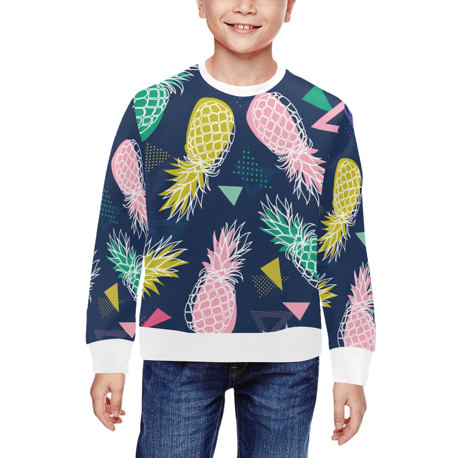 Kid's Crewneck Sweatshirt with Pineapple Pattern - Model H29