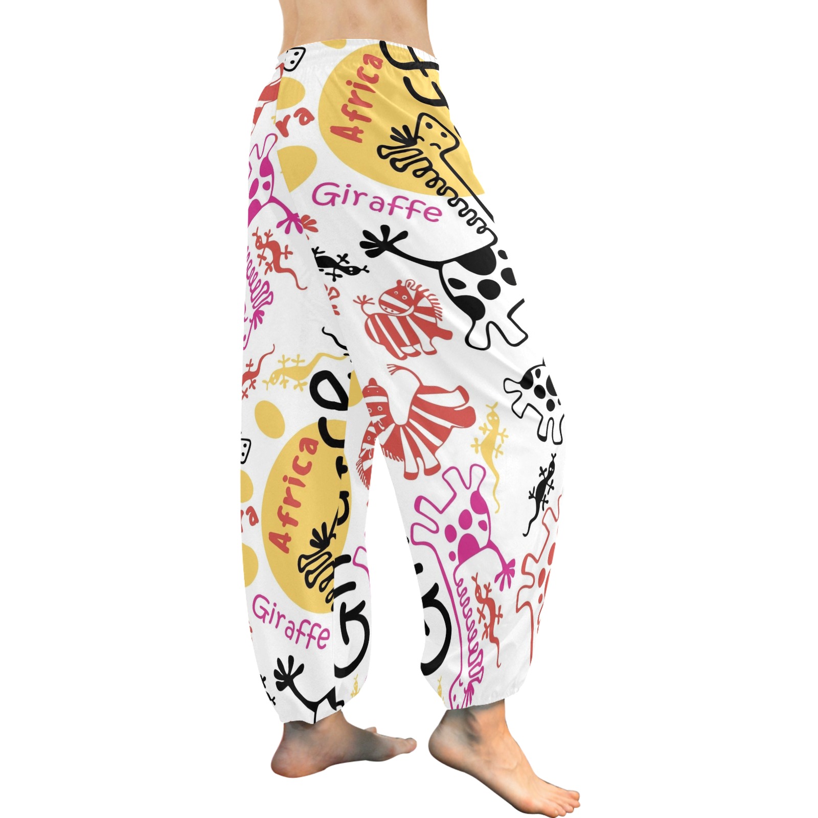 Floral print harem pants (Model L18) for women, casual wear.