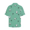 Green panda print Hawaiian shirt (T58) with chest pocket, men's summer wear.