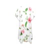 White chiffon cover-up with floral print, mid-length side slits, for beach wear.