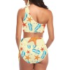 High Waisted One Shoulder Bikini Set with starfish and surfboard pattern, perfect for summer beach vacations